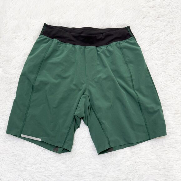 Men Lululemon T.H.E. Short Lined 9 inch in Forest Green Check Measurement - Picture 1 of 8
